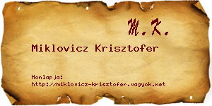 Miklovicz Krisztofer névjegykártya
